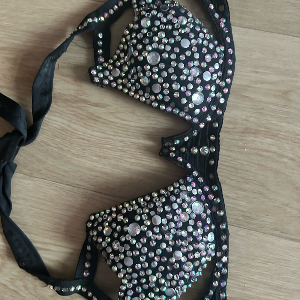 Black Rhinestone Embellished Bra - Picture 4 of 5